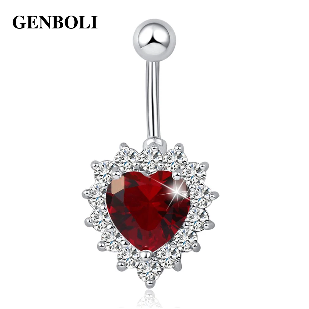

Body Piercing Jewelry Heart Shaped Luxury Zircon Navel Ring Fashion Belly Button Rings For Women Accessories DIY Jewelry