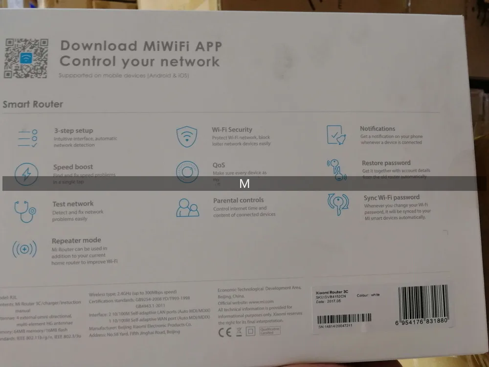 Маршрутизатор Xiao mi 3C, глобальная английская версия mi, беспроводной Wi-Fi, 300 Мбит/с, 802.11n, 2,4 ГГц, 16 Мб rom, 64 Мб, маршрутизатор wereles