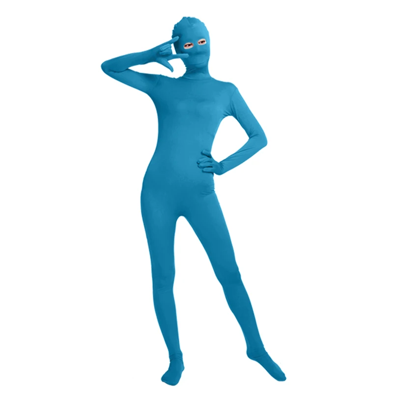 Ensnovo женщины zentai боди лайкра нейлон спандекс костюм глаза открытый Unitard леопардовый комбинезон для женщин Косплей Хэллоуин Вечерние - Цвет: Blue
