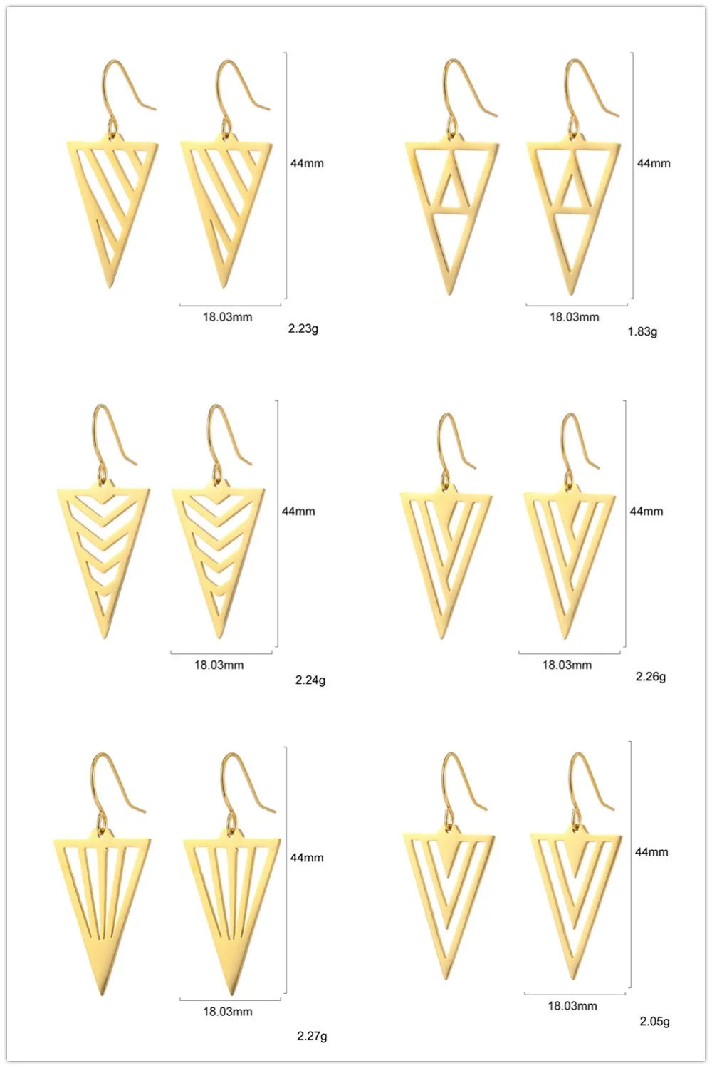 Серьги в форме треугольника, геометрические, полые, массивные, нержавеющая сталь, свисающие серьги, золотые, черные, аксессуары для ушей, подарок, Brincos