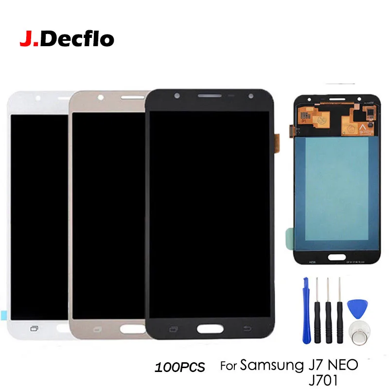 

100PCS AMOLED/TFT For SAMSUNG Galaxy J7 Neo J701 J701F J701M LCD Display Touch Screen Digitizer Assembly Adjustable 5.5"+Tools