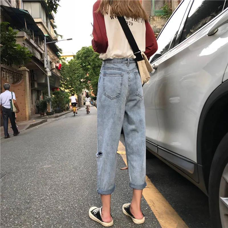 Boyfriend style Джинсы с эффектом пуш ап женские белые джинсы 2019 новые корейские
