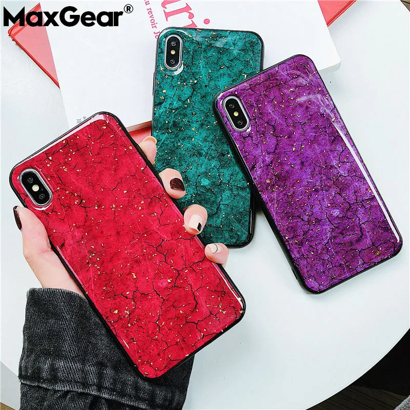 

Glitter Glossy Marble Phone Cases For iPhone X 7 8 6 6s Plus Soft Silicon Cover For iphone XS MAX XR Bling Luxury Gold Foil Case