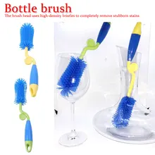 Поворотная ручка 360 °, щетка для бутылки, силиконовая соска для детской бутылки, скребок для бокалов, щетки для мытья