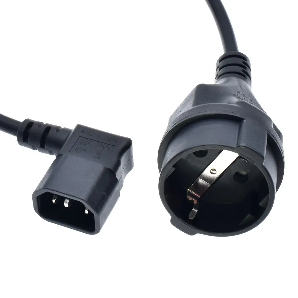 PDU Power Lead UPS Power supply cord  IEC 320 Right angled C14 to European Schuko CEE7/3 Outlet Socket Adapter Extension Cable