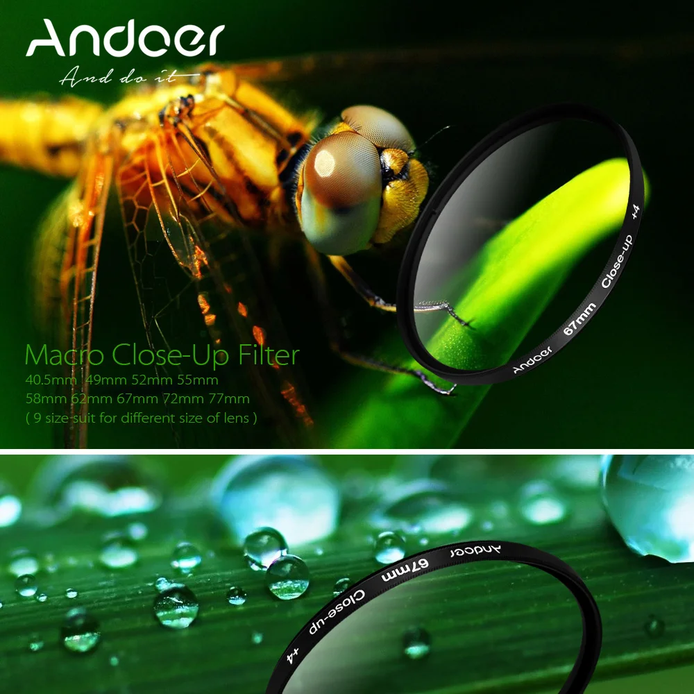 Набор фильтров Andoer UV + CPL Close Up 4 Star8 Point набор круговых для макросъемки с сумкой