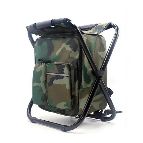 Складной рюкзак-стул для кемпинга с охлаждающей изоляцией, сумка для пикника, настольная сумка для отдыха на открытом воздухе, для рыбалки, путешествий, пляжа, барбекю - Цвет: Army green