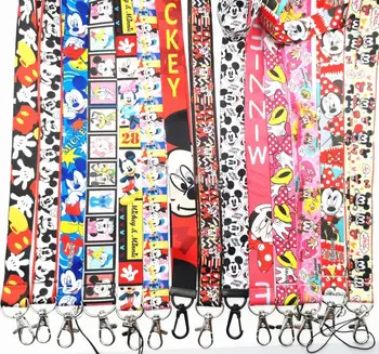 

100 Pcs Popular cartoon Mickey Minnie Neck Straps Lanyards ID Card,Key Condole belt Mixed L561