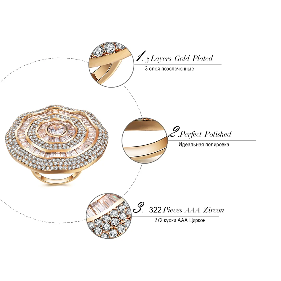 ORSA JEWELS Big Luxury Rings For Women AAA Cubic Zircon Gorgeous Design Full Size CZ Fashion Women's Ring Female Jewelry OMR04