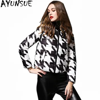 

AYUNSUE 2020 Fashion Womens White Duck Down Jacket Big Hooded Winter Coat Women Short Slim Jackets Plus Size Parkas Mujer WXF228