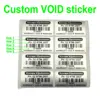 100 Silver Custom Printed Tamper Proof Warranty Void Labels Stickers Seals Waterproof Support French Russian Spanish Many Words ► Photo 1/6