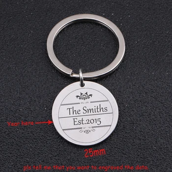 

Round Keychain Personalized Name And Year Unisex Gift Fashion Stainless Steel Key Ring Charm Holder Key Fobs Jewelry