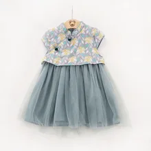 Новинка года; детское платье в китайском стиле для маленьких девочек вечерние платья без рукавов с принтом в сеточку; платье принцессы; одежда для детей 1-3 лет