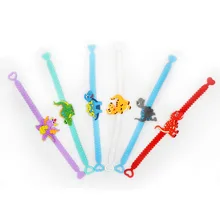 6 шт./компл. детский браслет в виде динозавра игрушка Регулировка браслет ПВХ резинки для волос вечерние украшения поставки для детей