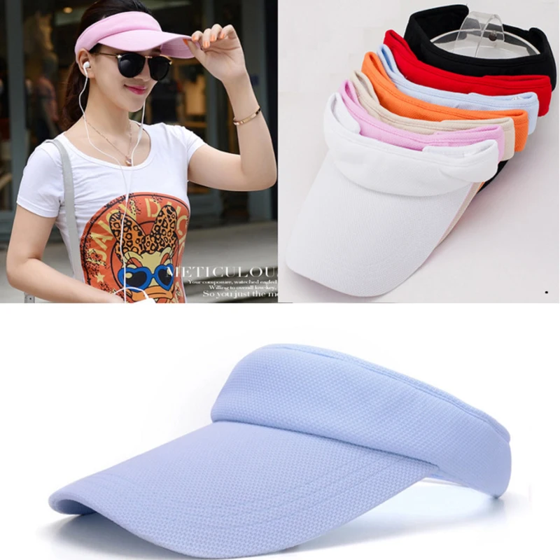 

Summer Solid Visor Cap for men women outdoor unisex Sport Golf Cap Running Sun Visors Caps fashion cheap Top Air Cap sunhat