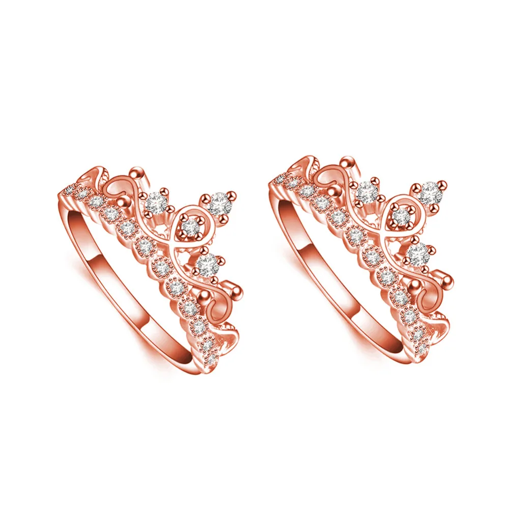 2017 Korean crown female ring personalized luxury crystal zircon ring wedding engagement ring lady