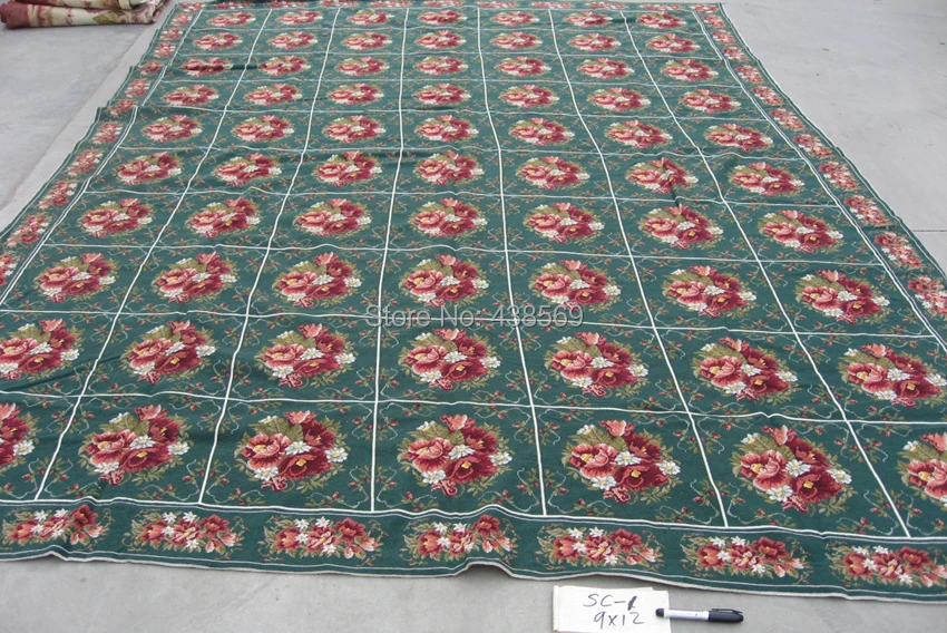 Free shipping handmade needlepoint woolen rugs high quality 9'x12' cheap prices for HOME DECORATION photo