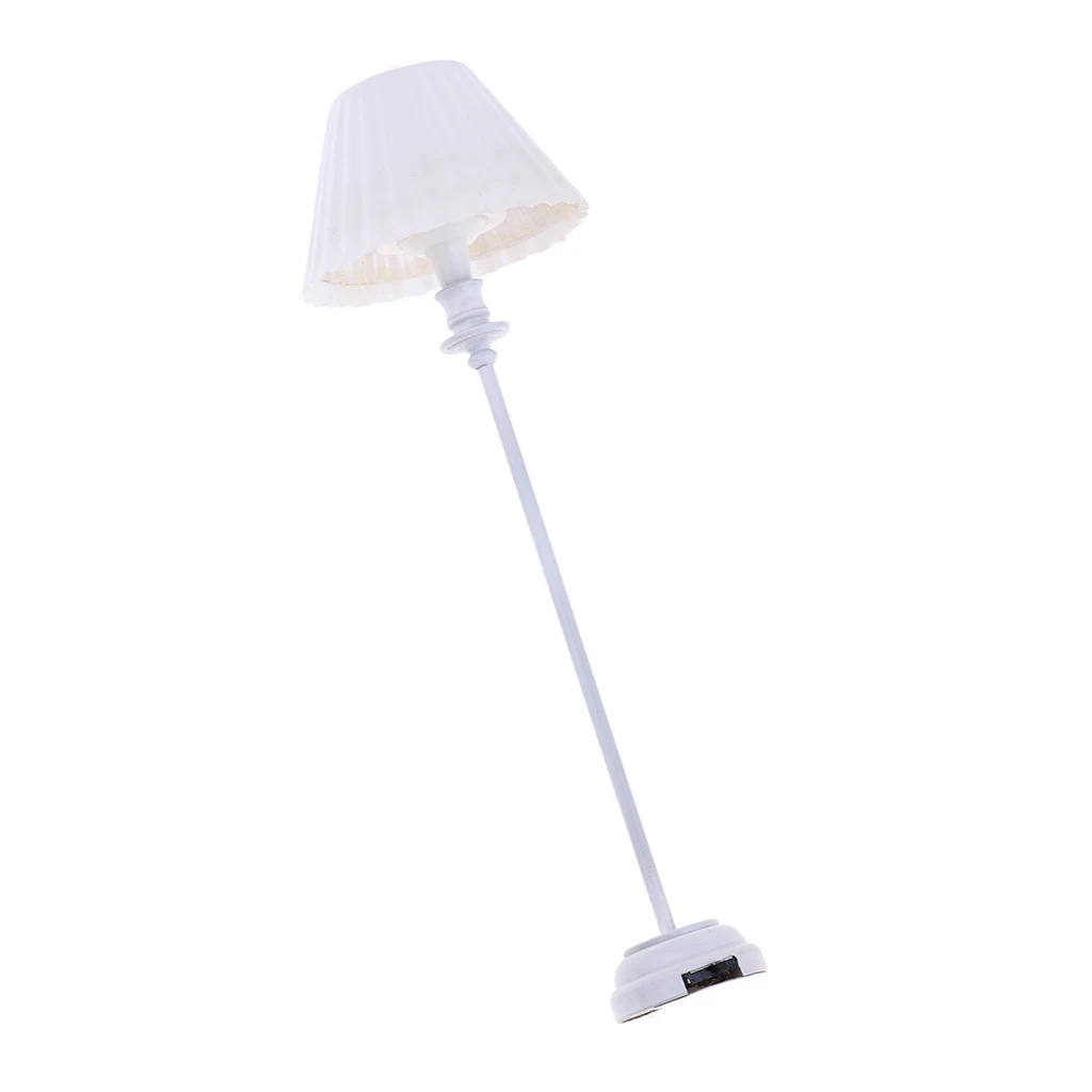 1:12 Scale 1/6 Dollhouse Miniature Furniture Living Room Bedroom Decoration LED Floor Lamp Light Model w/ White Light Cover