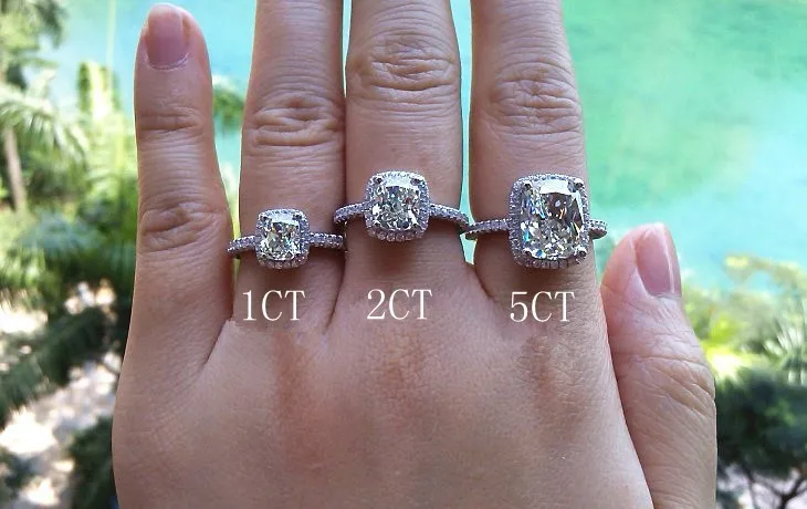 Luxury 5 Carat 925sterling Silver Cushion Diamond Ring Artificial Luxury 5 Carat 925sterling Silver Cushion Diamond Ring Artificial Female Nscd Wedding Rings Sterling Jewelry In From