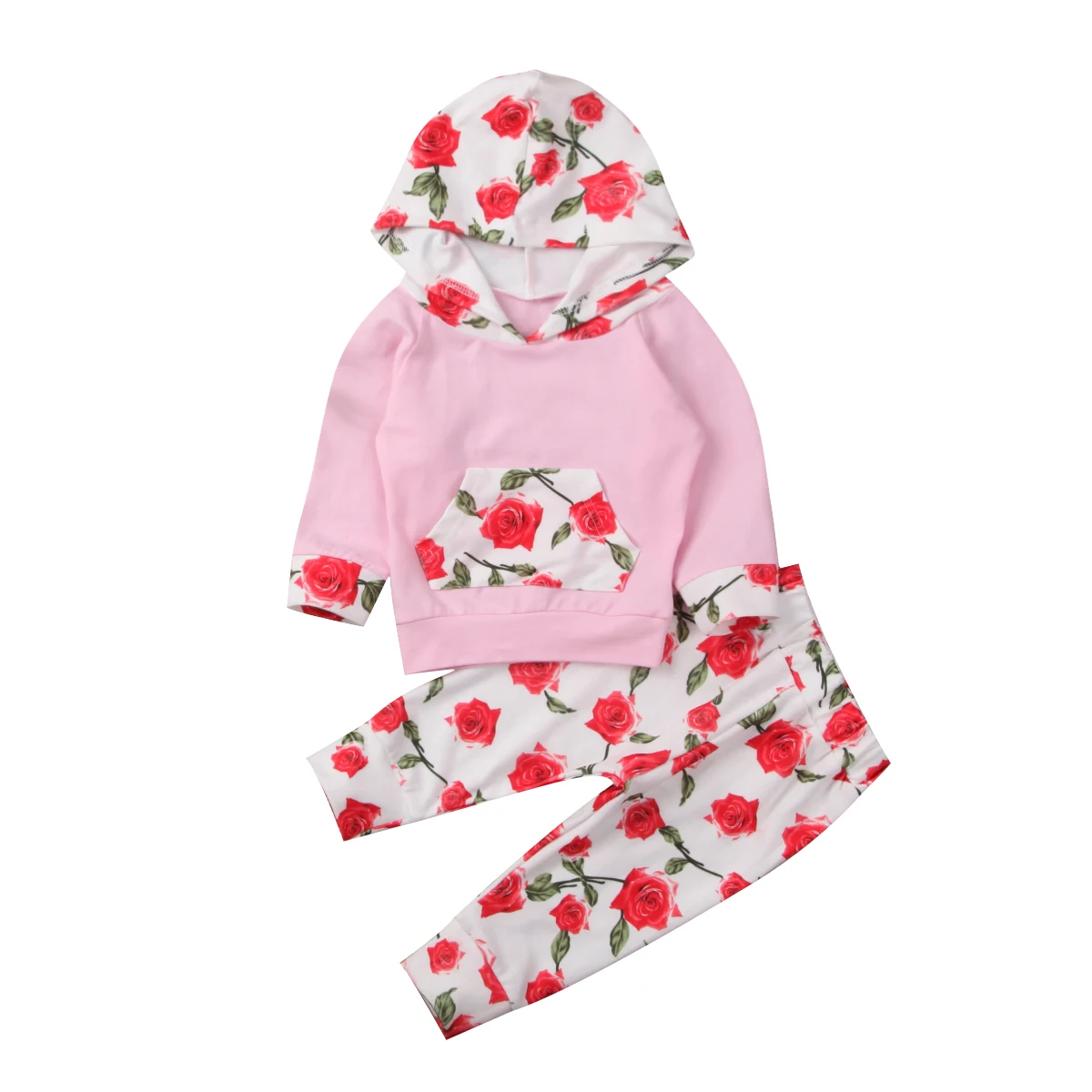 

Fashion Toddler Baby Girls Top Hoodie+Floral Pants Floral Outfits 2Pcs Set Clothes 0-2T