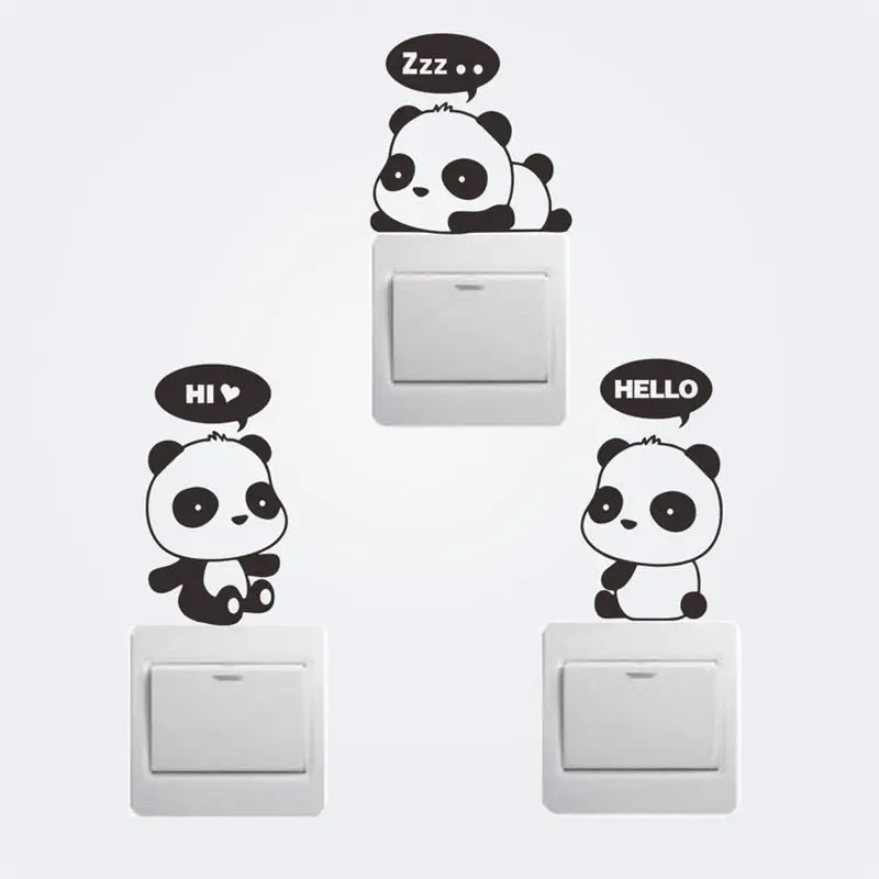 

3 funny pandas switch stickers cartoon wall decoration 351. diy vinyl adesivo de parede home decal mual art poster 4.0