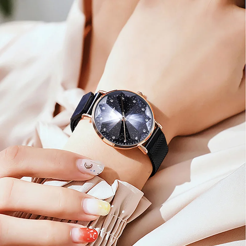 Роскошные Брендовые женские часы, модные элегантные женские наручные часы с магнитной пряжкой,, звездное небо, relogio feminino, подарок, женские часы