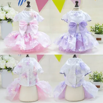 

Pet Dog Clothes Dress Teddy Puppy Tulle Tutu Bow Dresses Princess Luxury Wedding Skirt Small Dog Girl Party Dress Pet Apparel