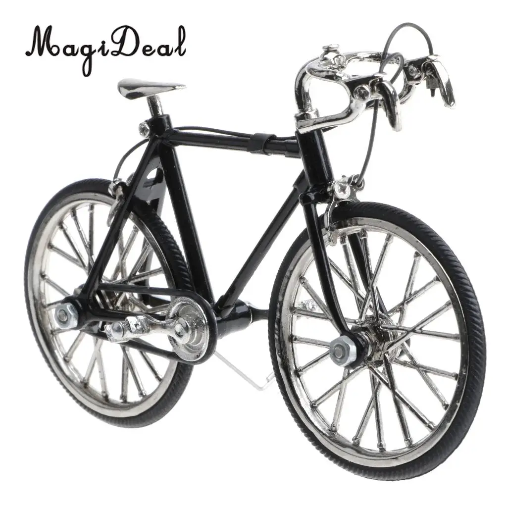 1:16 Scale Alloy Diecast Model Mini Bicycle Toy Black Color Road Simulation Bike Children Boys Gift Home Office Decoration