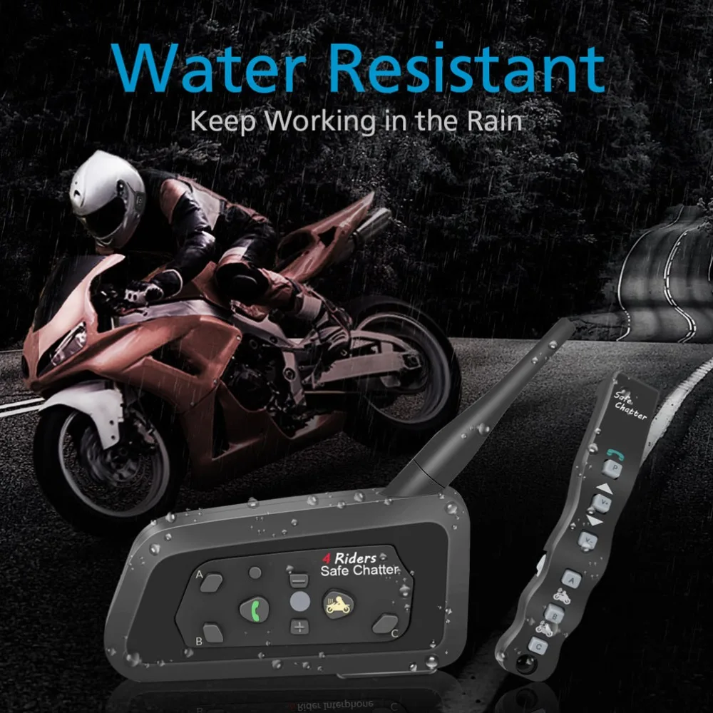 Переговорная гарнитура LEXIN 2 шт. A4 1000 м 4 мотоциклиста BT для шлема с Romote Control Moto
