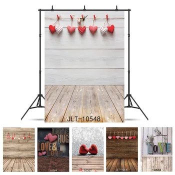 

Photographic Background Valentine's Day Love Heart Wood Plank Vinyl Backdrop Fond Studio Photo for Weddings Children Newborn