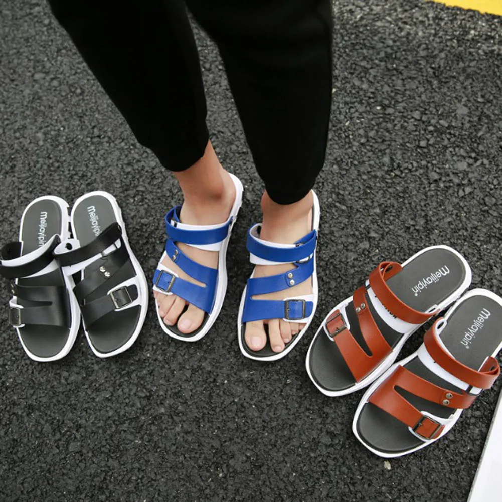 

Summer Fashion Male Slides Sandals Outdoor Slip On Designer Shoes Men High Quality Beach Slippers Blue Sneakers Plus Size