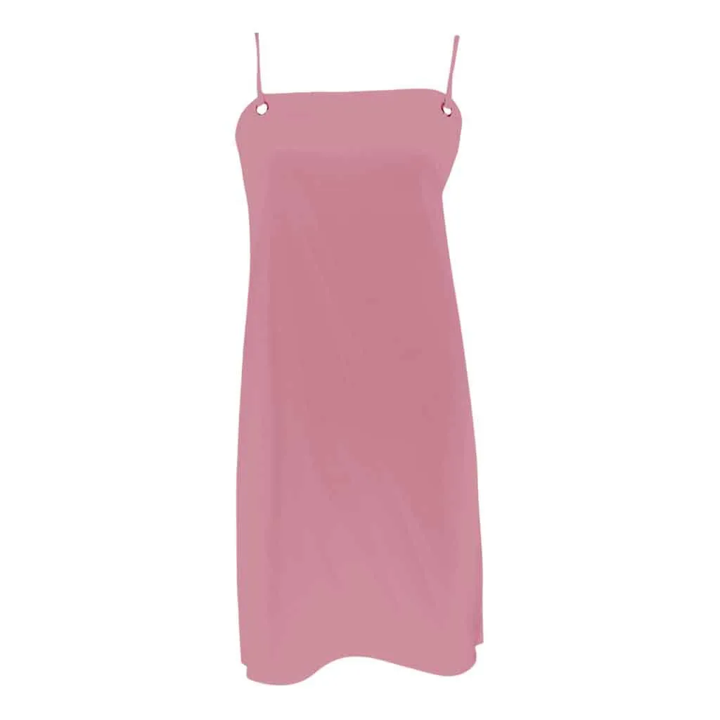 

Women's Ladies Solid Short Sleeve Casual Mid Claf Dress Split Summer Dress