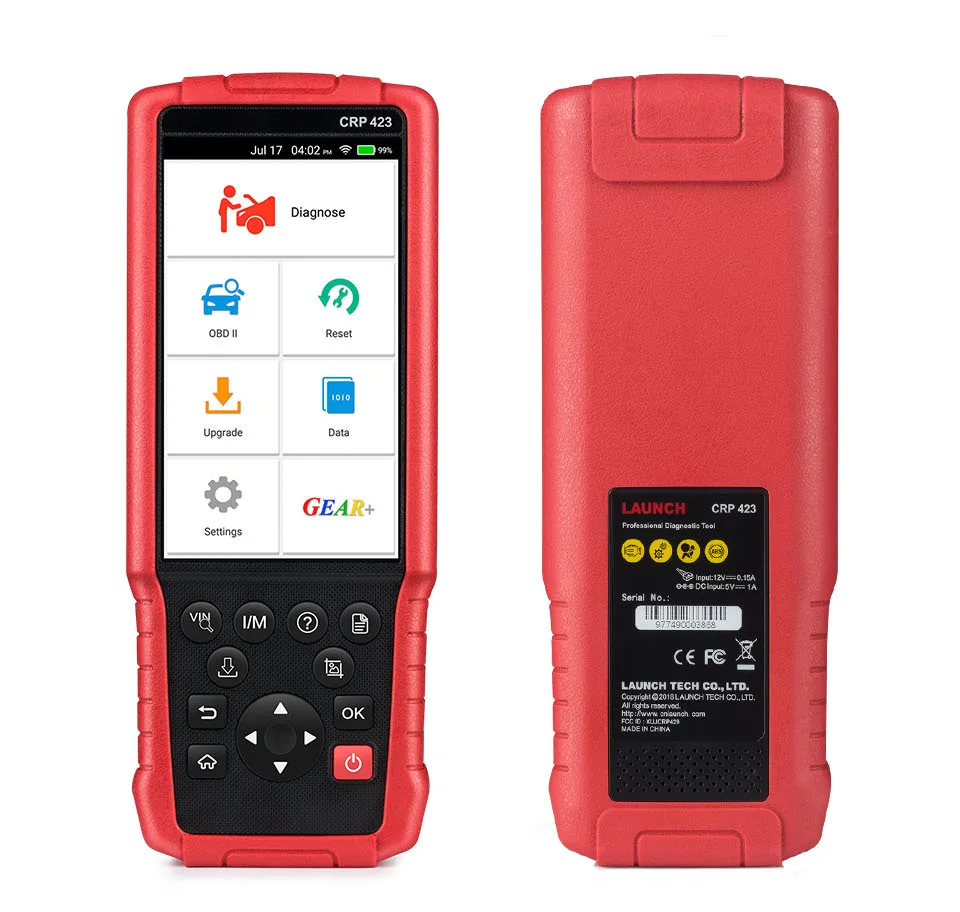 LAUNCH X431 CRP423 OBD2 сканер кодов Поддержка двигателя/ABS/подушки безопасности/AT OBD 2 CRP 423 автоматический диагностический инструмент CRP123 creader VII