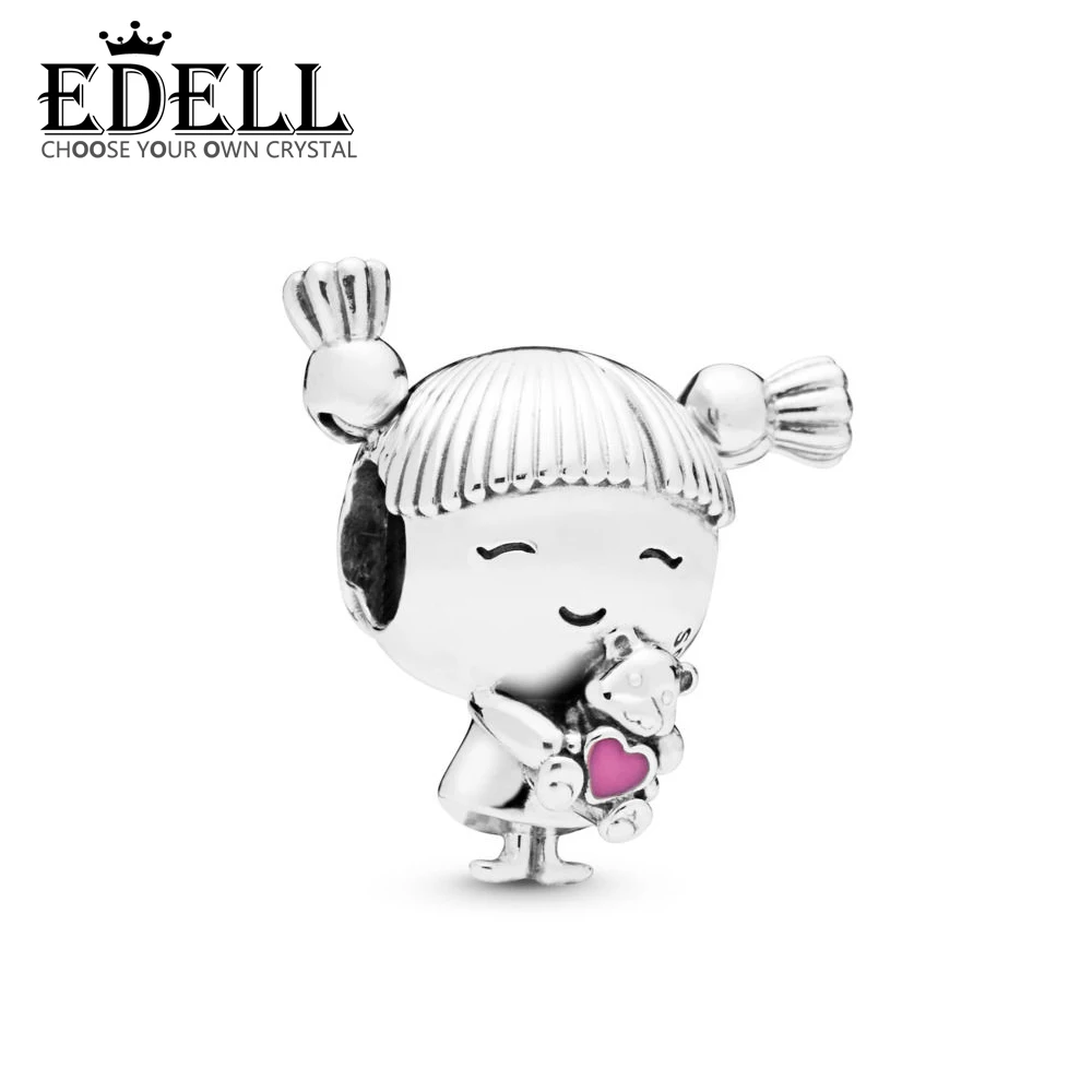 

EDELL 100% 925 Sterling Silver New 2019 Spring 7798016EN160 Girl with Pigtails Charm Beads Mother's Day Jewelry Free Shipping