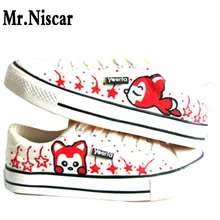 Lovely Civet Cats Style Low Lace Up Girl Shoe Breathable Female Shoes Hand Painted Canvas Women
