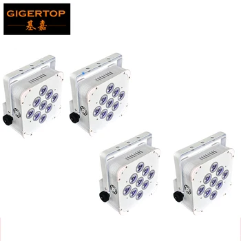 

4XLOT White Aluminum Housing Real 9x18W Wireless Battery Led Par Light High Power RGBWA UV 6IN1 Smart DMX Stage Lighting Control