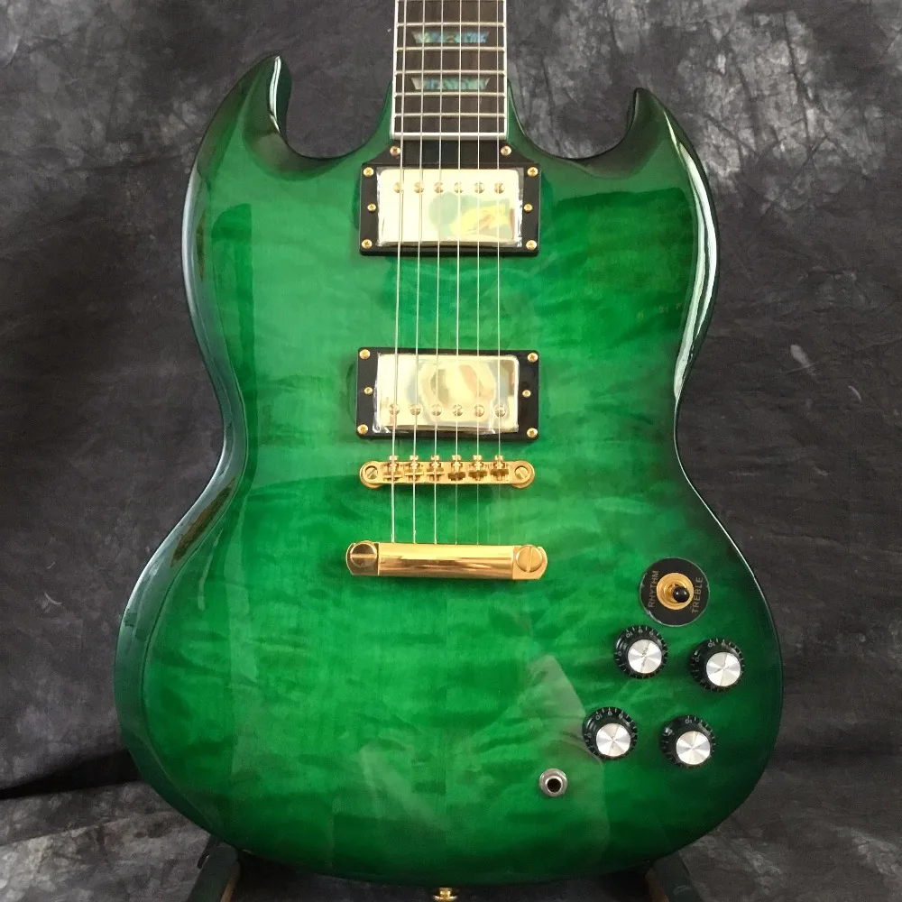 

New sg green electric guitar. water ripples. the wholesale and retail factory. can customize according to the request