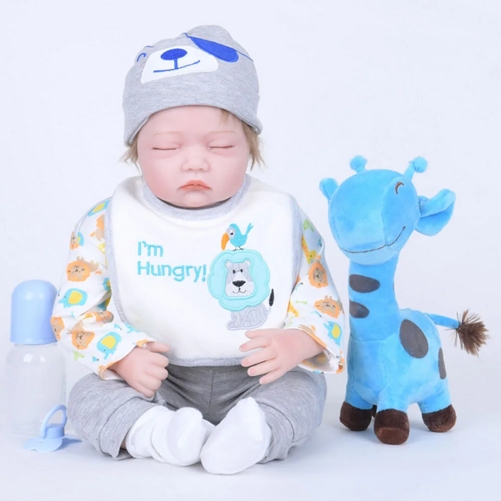 

22 inches Closed Eyes Newborn Baby Doll Soft Silicone Realistic Reborn Princess Girl Doll for Kids Toy Birthday Christmas Gift