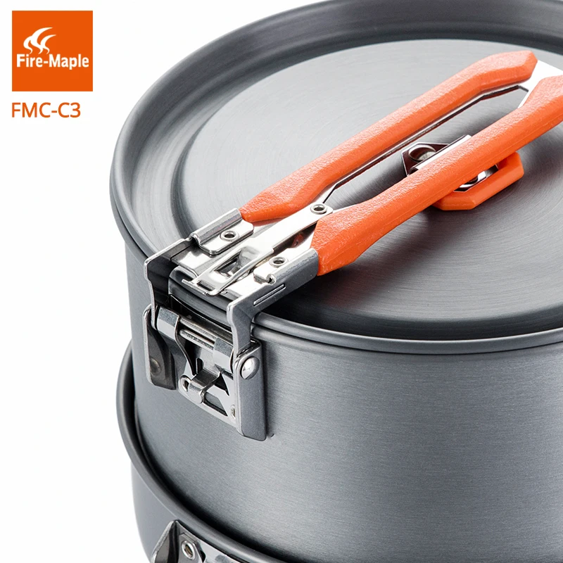 Fuego de arce fiesta Chef al aire libre utensilios de cocina Camping mochila cocina Picnic 2 Pots 1 sartén 1 tablero plegable con FMC-FC3