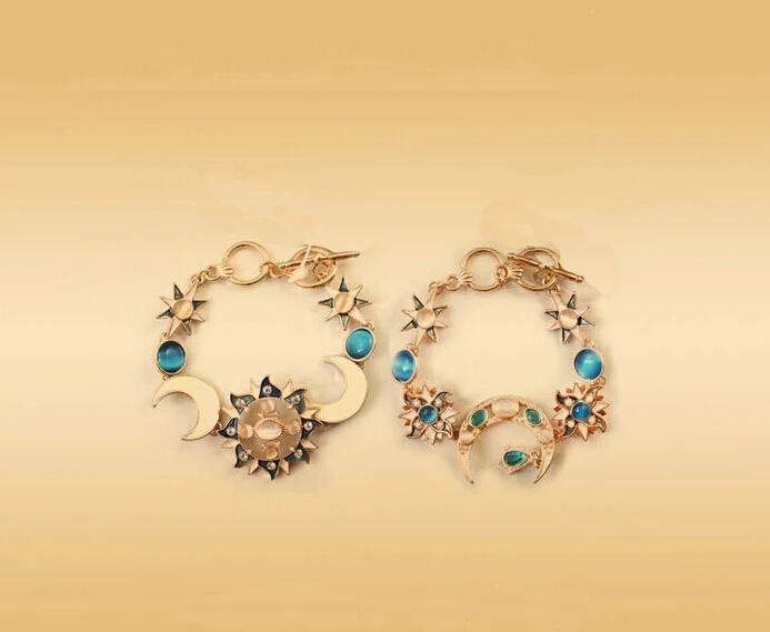 Europe Style Gold Plated Alloy Enamel Rhinestone Resin Gem Sun Moon Europe Style Gold Plated Alloy Enamel Rhinestone Resin Gem Sun Moon Bracelet In Chain Link Bracelets From Jewelry Accessories On Aliexpress