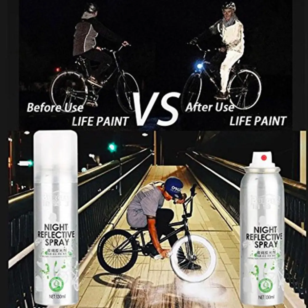 Night Reflective Spray Paint Reflecting Safety Mark Anti Accident Riding Bike Night Spray Environmental safety harmless#4J10