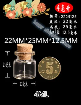 

4ML Transparent small glass bottle with corks stopper decorative Mini Wising bottle For pendants &home storage bottle A012