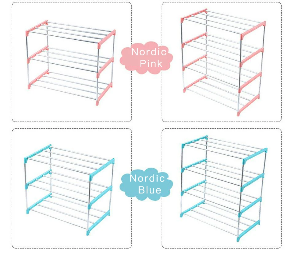 DIY простой стеллаж для хранения обуви полка 3/4 слоев из нержавеющей стали легко установить обувной шкаф для дома спальни общежития стеллаж для хранения