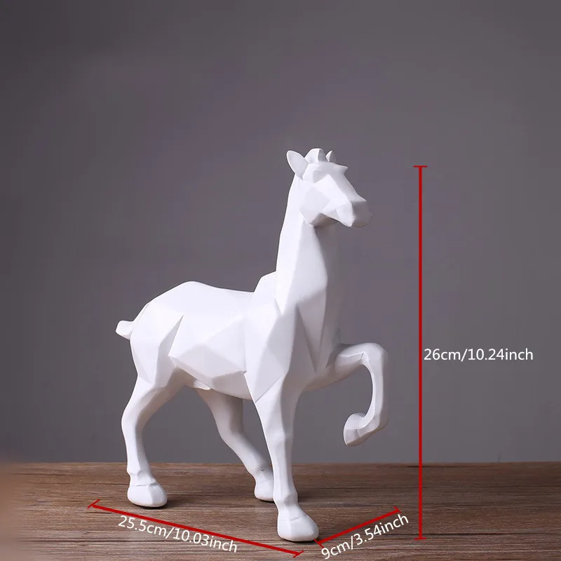 Moderno abstracto Caballo Blanco estatua resina adornos decoración del hogar Accesorios para regalo geométrico resina caballo negro escultura Moderno abstracto Caballo Blanco estatua resina adornos decoración del hogar Accesorios para regalo geométrico resina caballo negro escultura