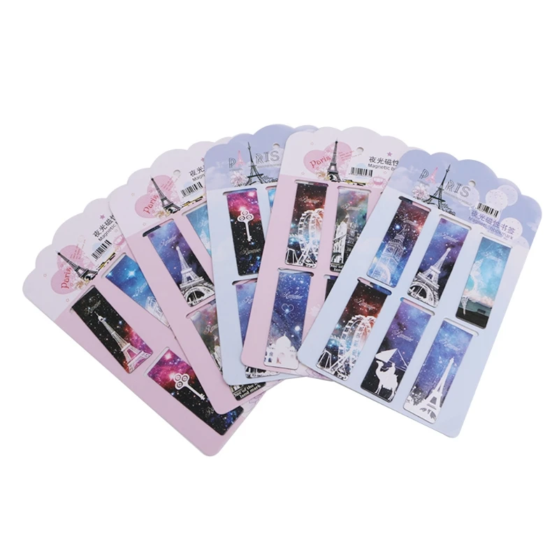 

6Pcs Flower Magnetic Paper Bookmarks Note Memo Stationery Book Mark Bookworm Two-sided Convenient Bookmark