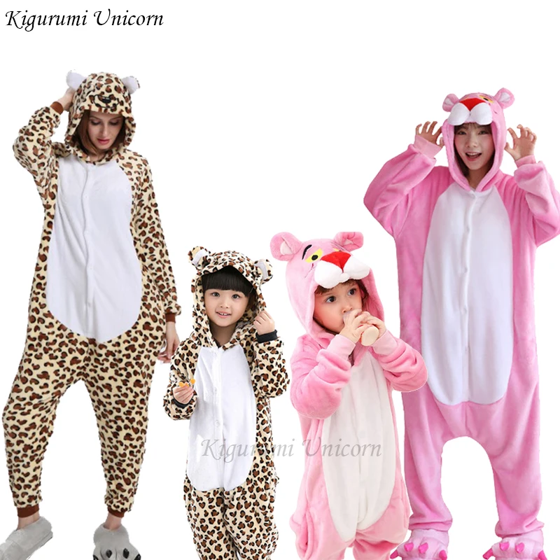 Kigurumi Unicorn Pajamas For Girls Boys Adults Animal leopard Pajamas Sets Sleepwear Winter Stitch Women Onesie Pyjamas Kids