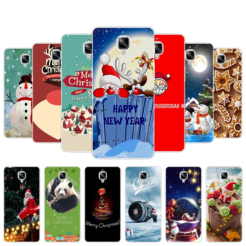 

For One Plus 3 3T Three One plus3 oneplus3 1+3 3T Black Back Matte Christmas Day Cover TPU Silicon Case for One Plus 3 3T Fundas