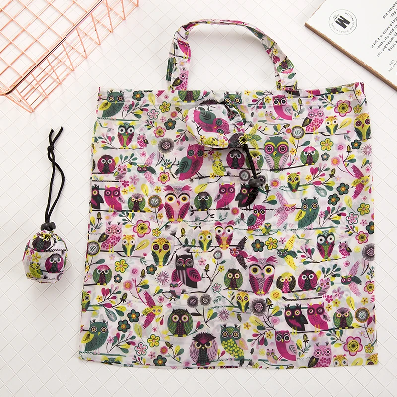 

2019 Women New Foldable Handy Shopping Bag Reusable Tote Casual Pouch Recycle Storage Handbags Home Storage Organization Bag