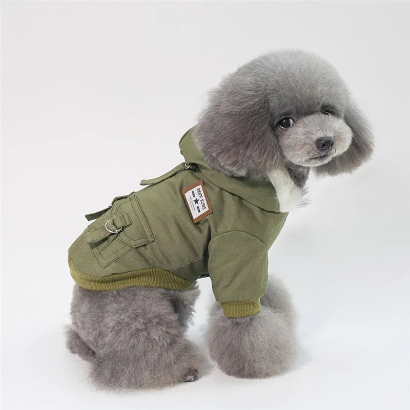 Осенне-зимняя одежда для собак с меховым капюшоном, куртка для питомца, для маленьких собак, теплый флис, чихуахуа, французская одежда для бульдога, наряды