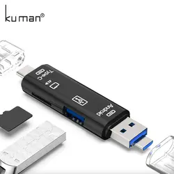 Kuman 2,0 OTG кардридер USB MicroUSB TypeC интерфейс с микро CD USB TF карта слот Y211 флэш-карта памяти для телефона